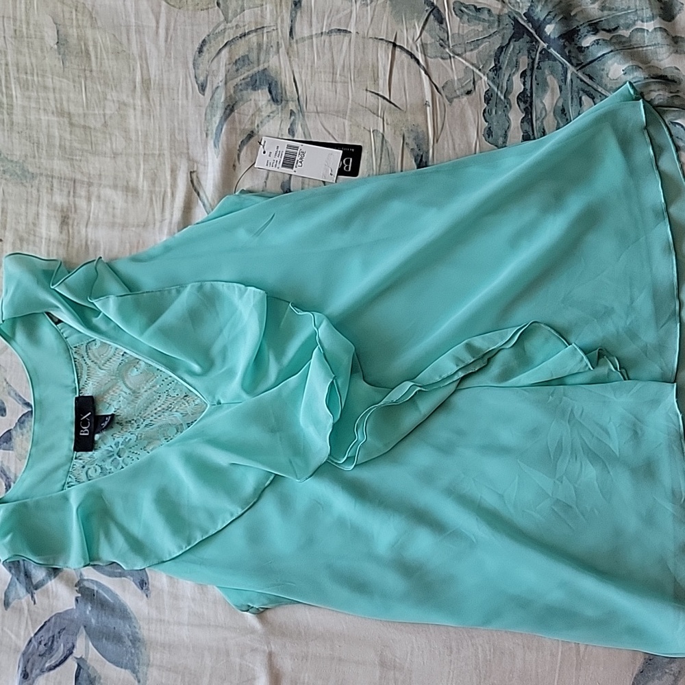 BCX Ruffle front Sleeveless Blouse